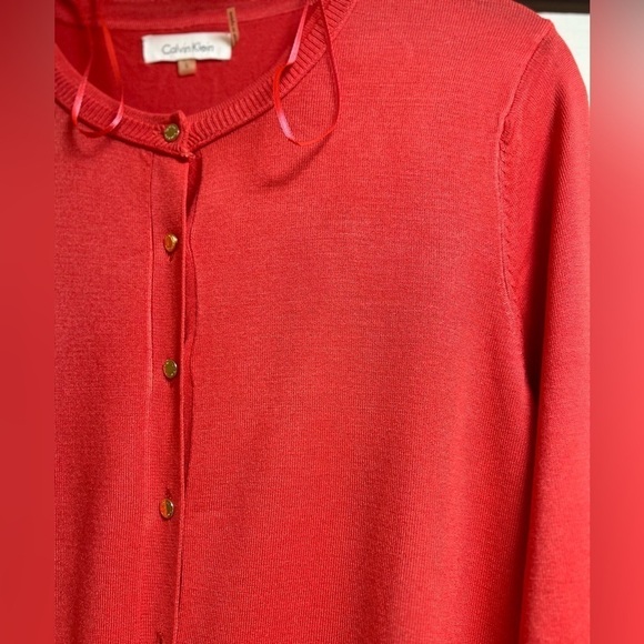 Calvin Klein button down cardigan size large, watermelon 🍉 color - Picture 6 of 8